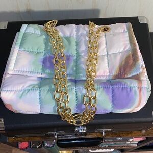 NWOT Multicolor Quilted Chain Shoulder Bag